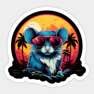 Retro Wave Grey Mouse Sticker